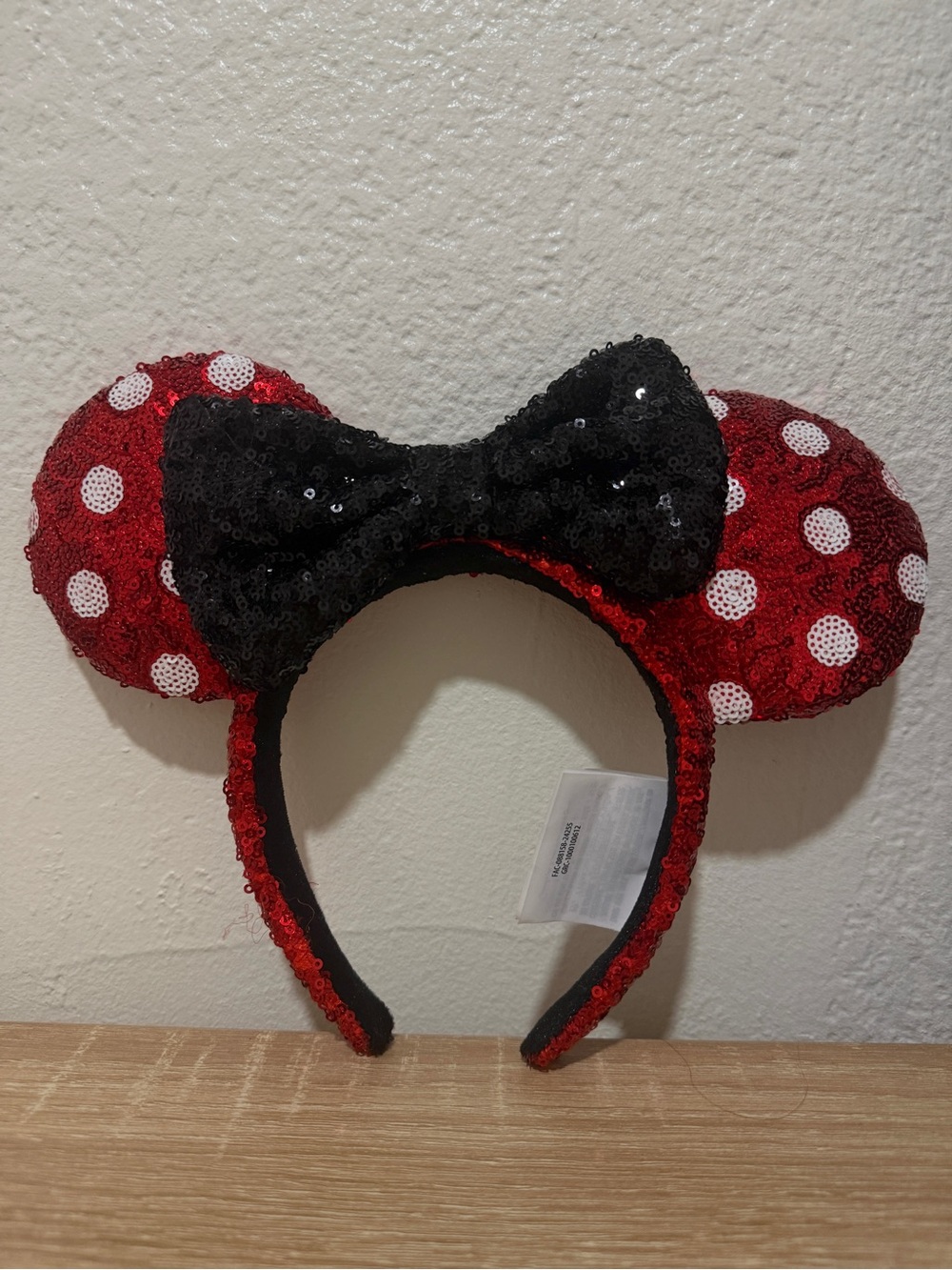 Brand New Disney Parks Sequined Red & White Polka Dot Adult Minnie Ears